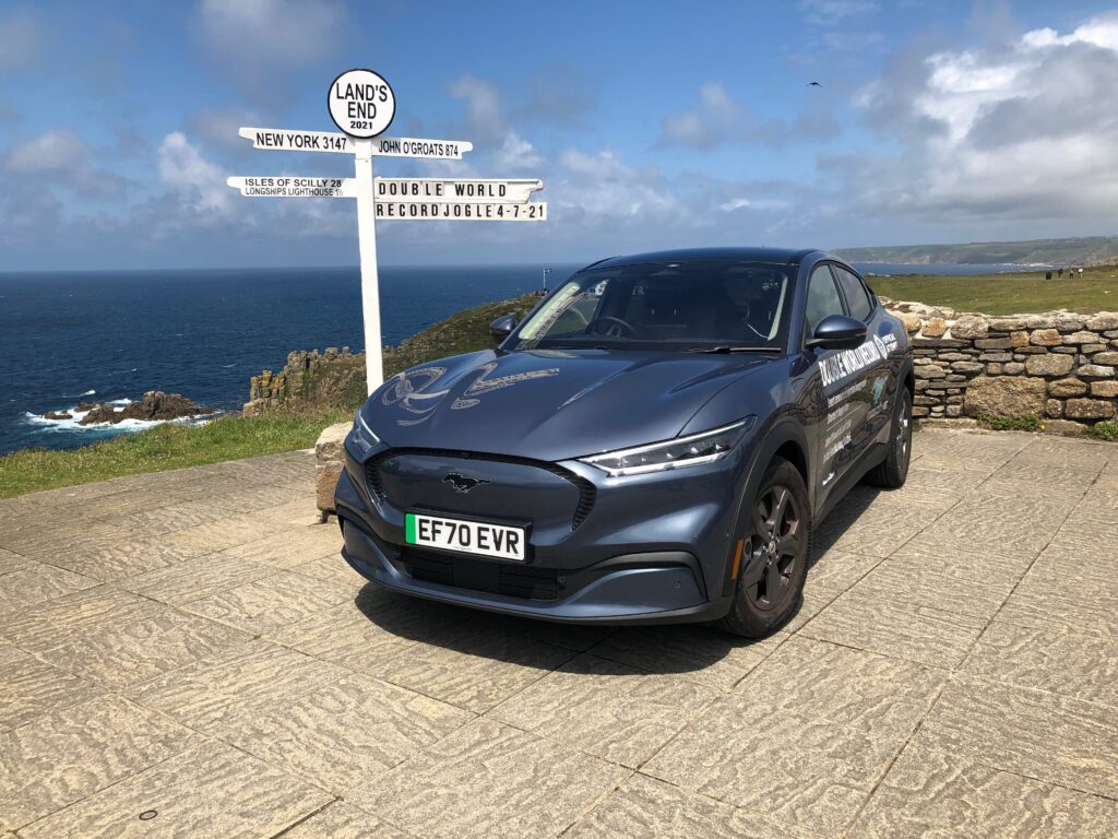 Ford's latest all-electric car, the Mustang Mach-E, has become a Guinness World Record holder after driving between John O'Groats and Land's End.